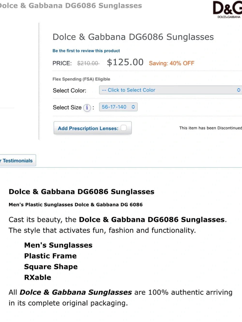 Dolce & Gabbana Men’s Gray Sunglasses with Orange Temples